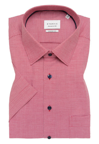 ETERNA COMFORT FIT Kurzarm Hemd - Crimson Houndstooth - 1181-55-K181