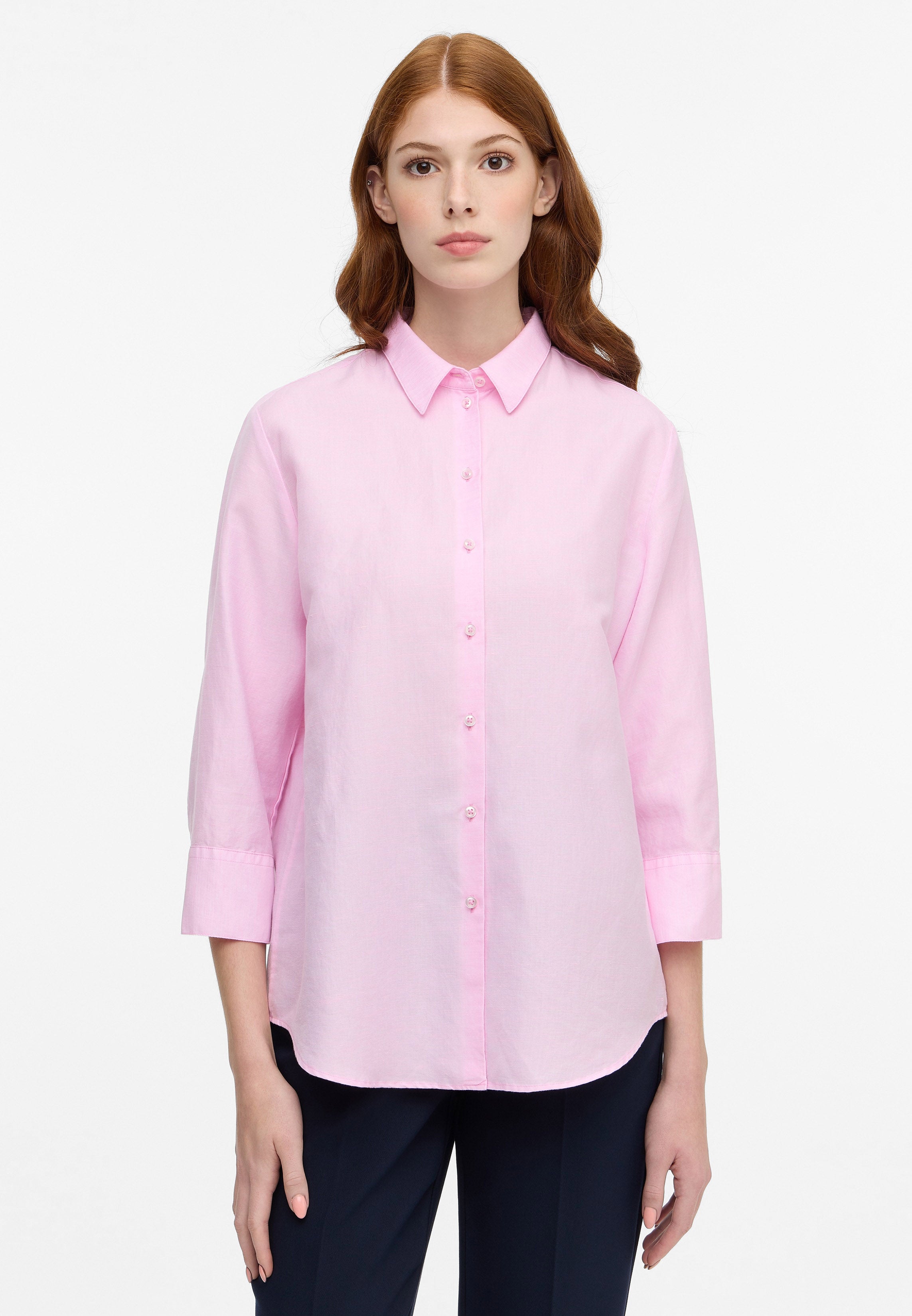 ETERNA Loose Fit 3/4-Arm Bluse - Powder Petal Pink - 5155-50-R923