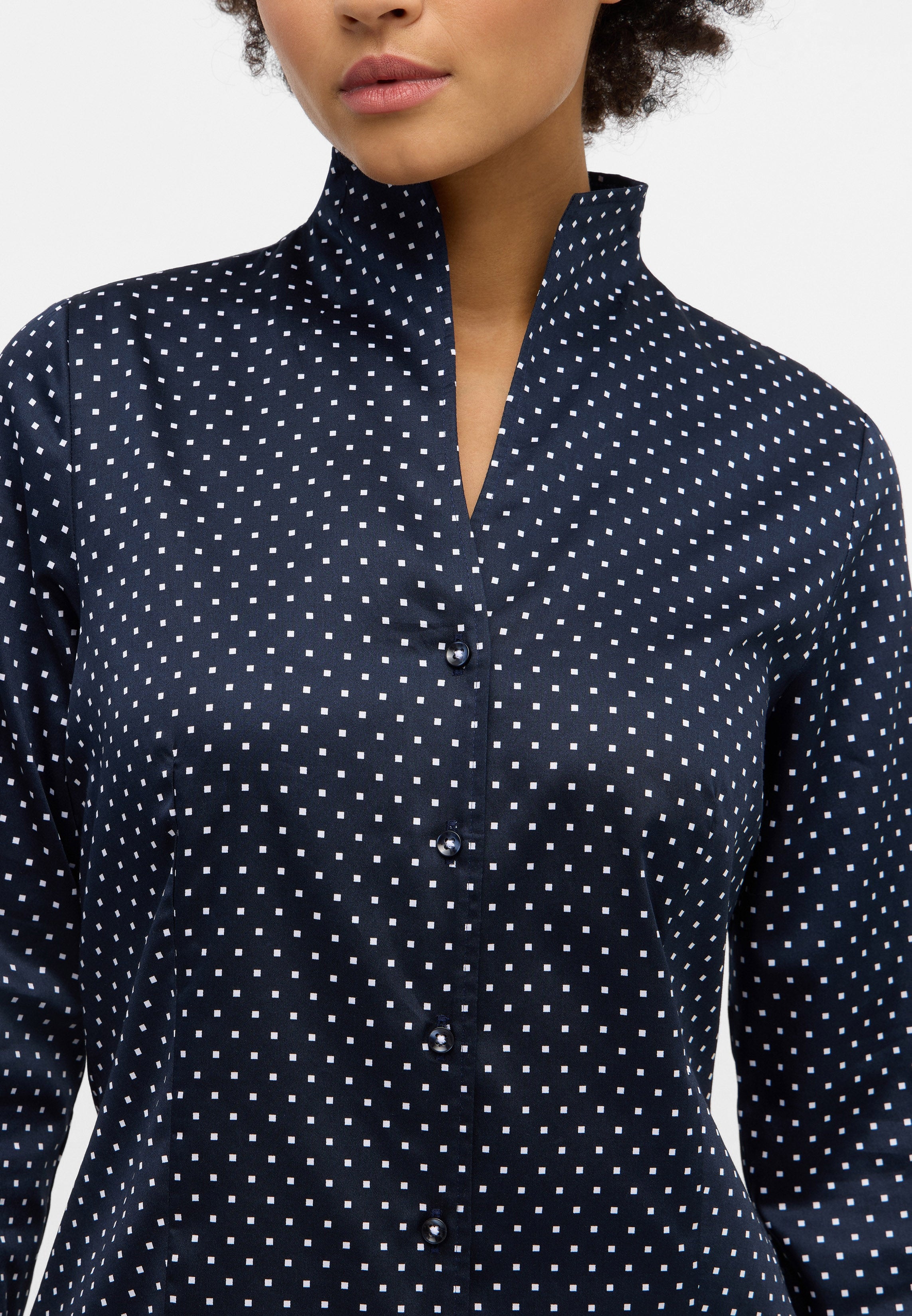 ETERNA REGULAR FIT Langarm Bluse - Frosted Navy Dots - 7483-18-D266 von Eterna