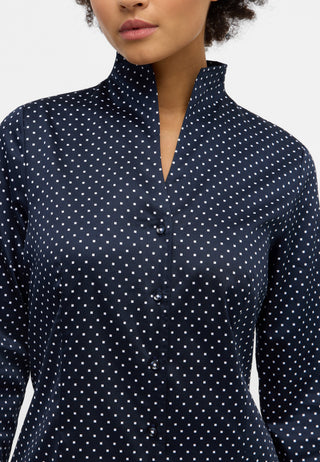 ETERNA REGULAR FIT Langarm Bluse - Frosted Navy Dots - 7483-18-D266