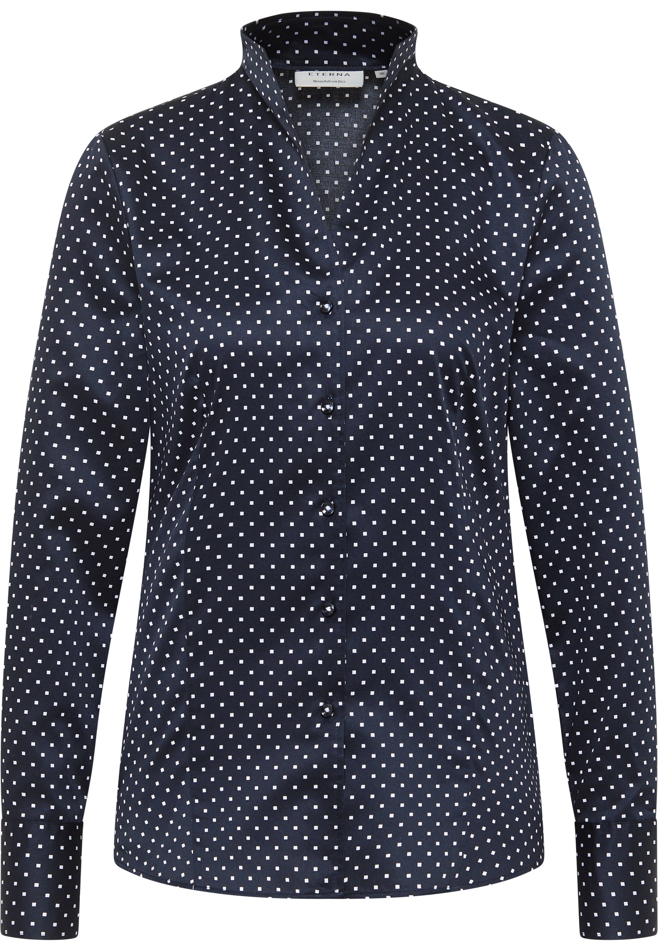 ETERNA REGULAR FIT Langarm Bluse - Frosted Navy Dots - 7483-18-D266
