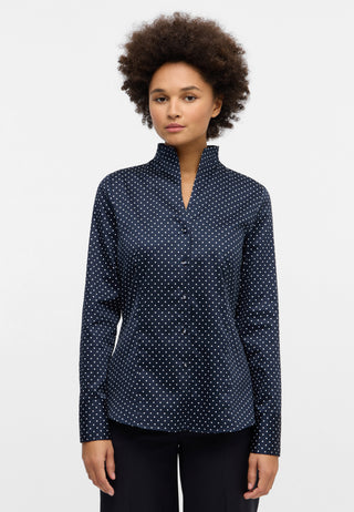ETERNA REGULAR FIT Langarm Bluse - Frosted Navy Dots - 7483-18-D266