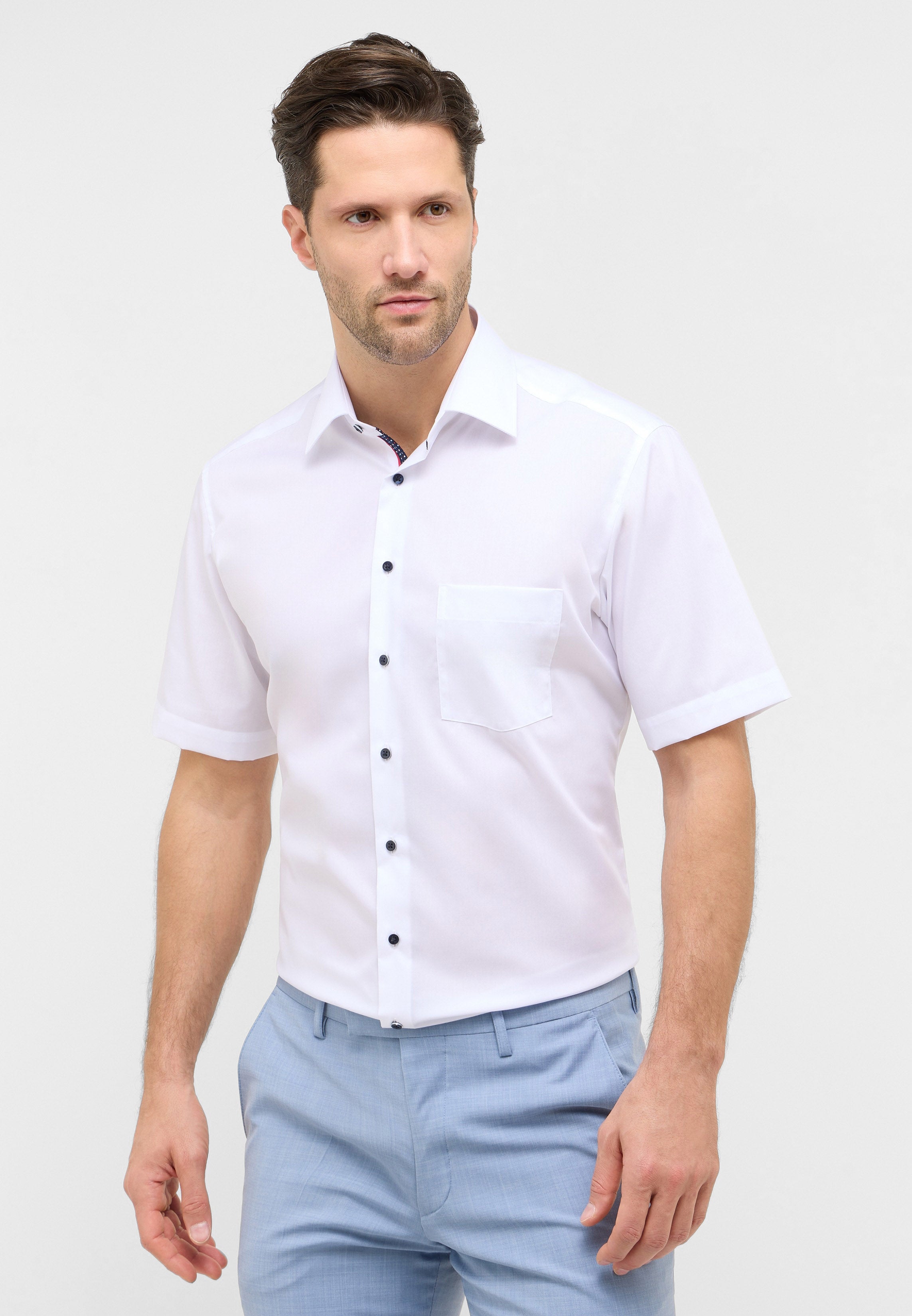 ETERNA MODERN FIT Kurzarm Hemd - Cloudy White Popeline - 1482-00-C181 von Eterna