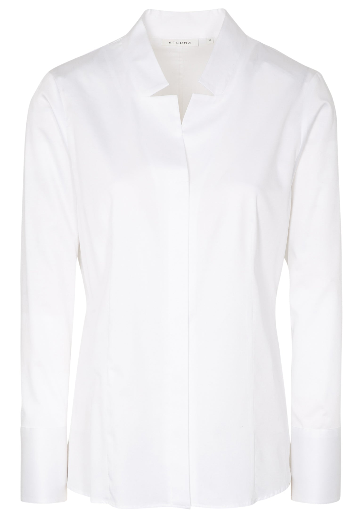 ETERNA Slim Fit Langarm Bluse - Ivory Silk White - 5585-00-D929