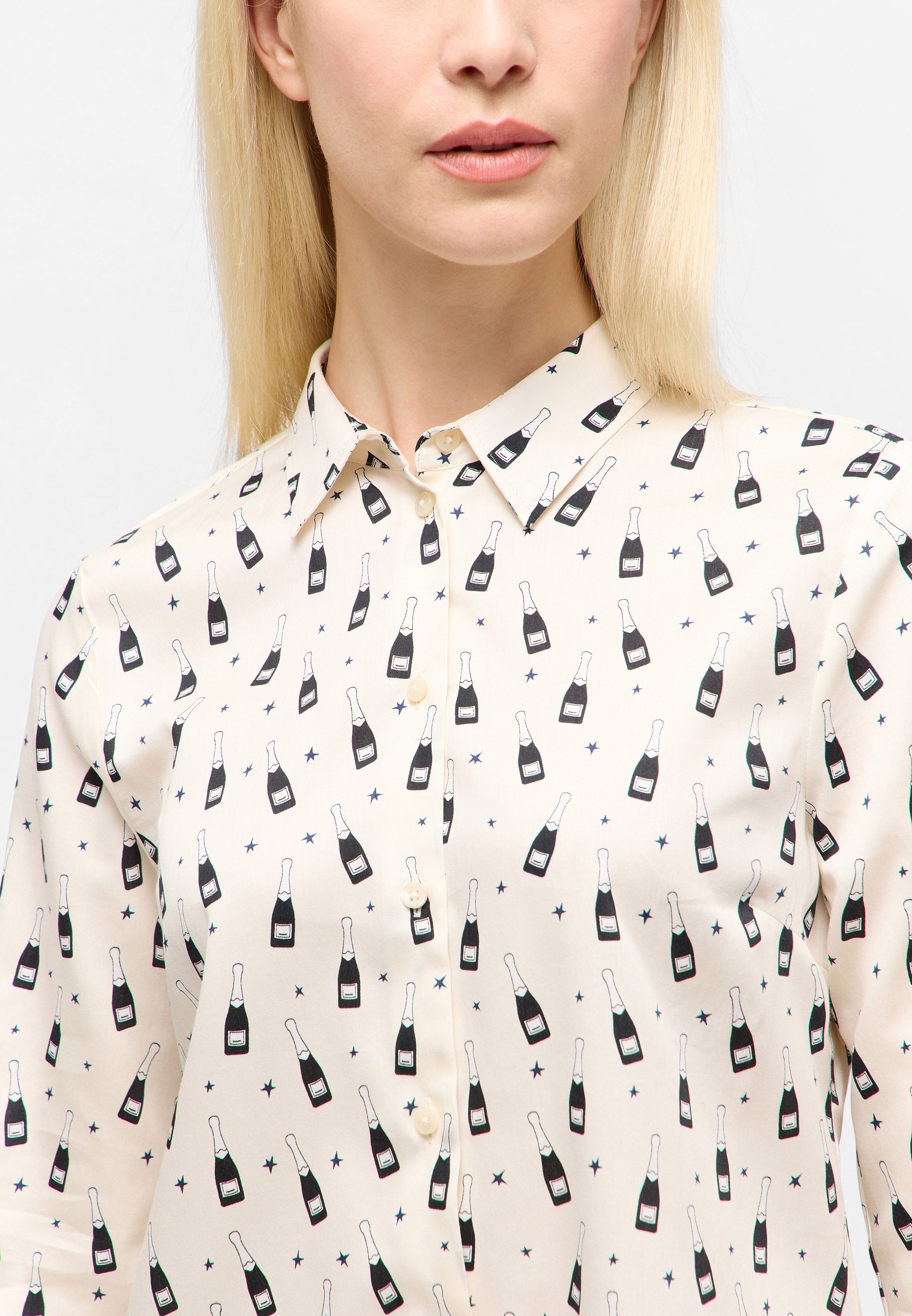 ETERNA REGULAR FIT Champagner Bottle Print Bluse - Champagne Stardust - 7873-04-D935 von Eterna