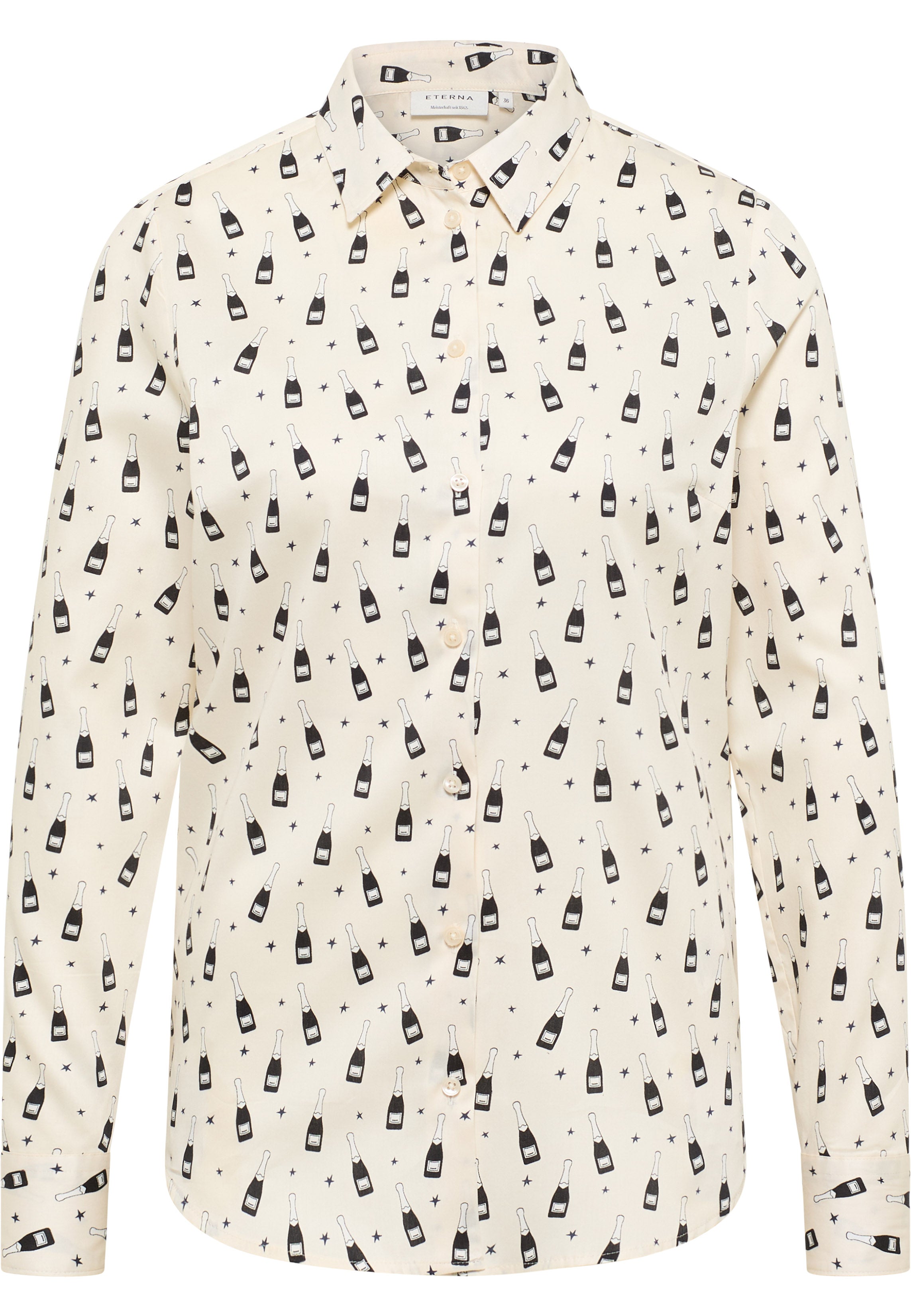 ETERNA REGULAR FIT Champagner Bottle Print Bluse - Champagne Stardust - 7873-04-D935