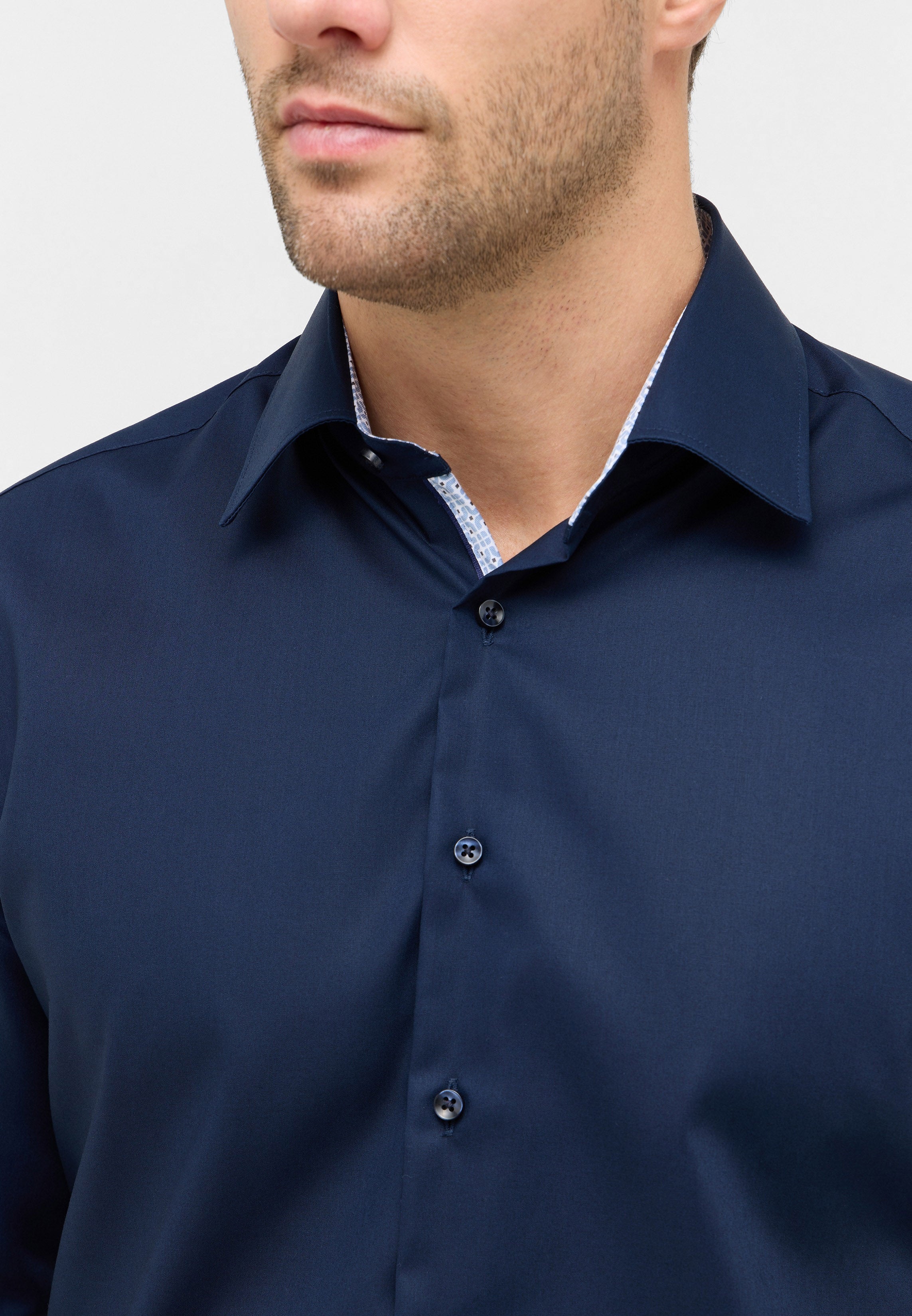ETERNA MODERN FIT Langarm Hemd marine popeline 1382-19-X151 - Dynamic Cotton von Eterna