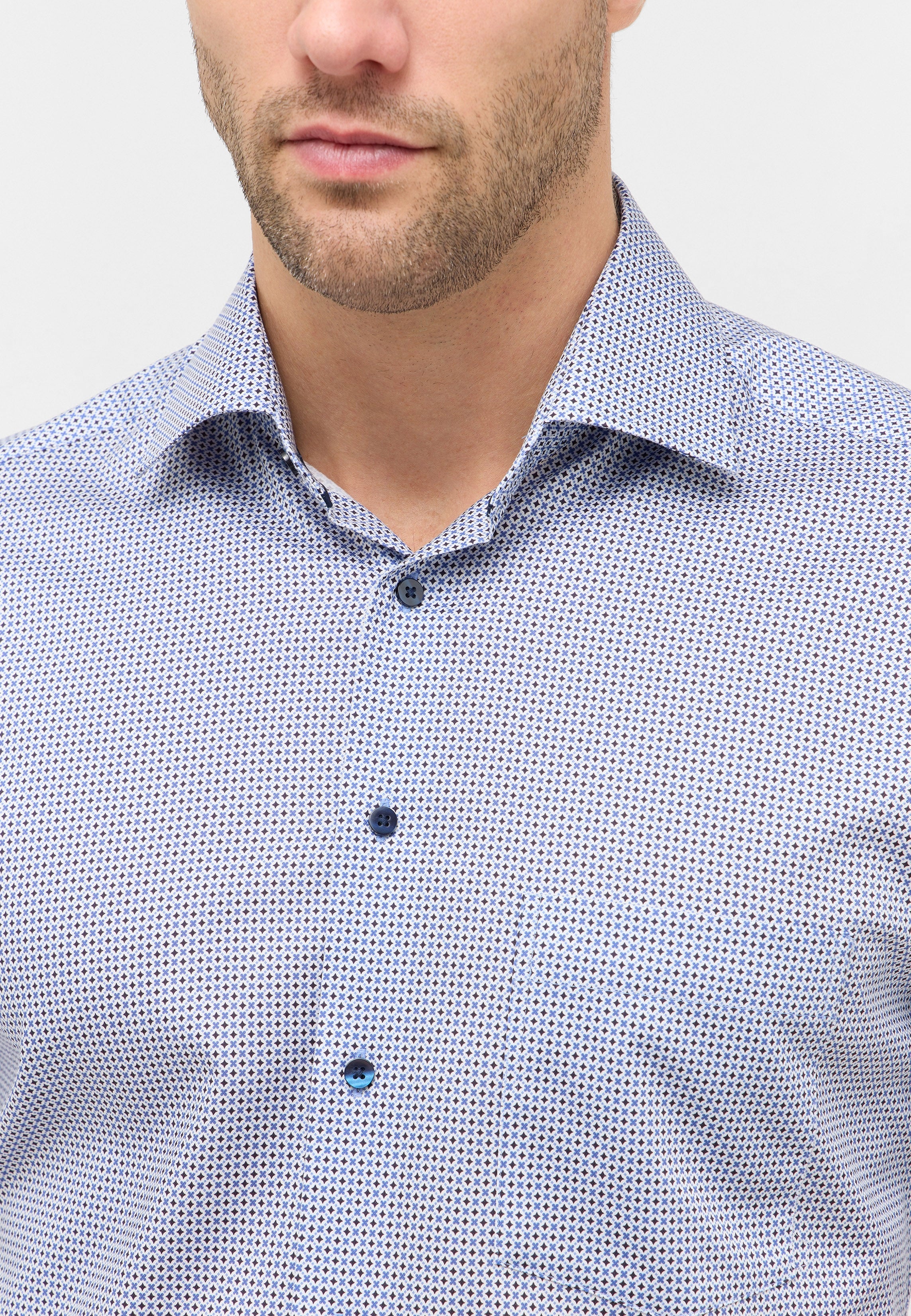 ETERNA MODERN FIT Kurzarm Hemd mittelblau twill 1289-12-C19K - Dynamic Cotton von Eterna