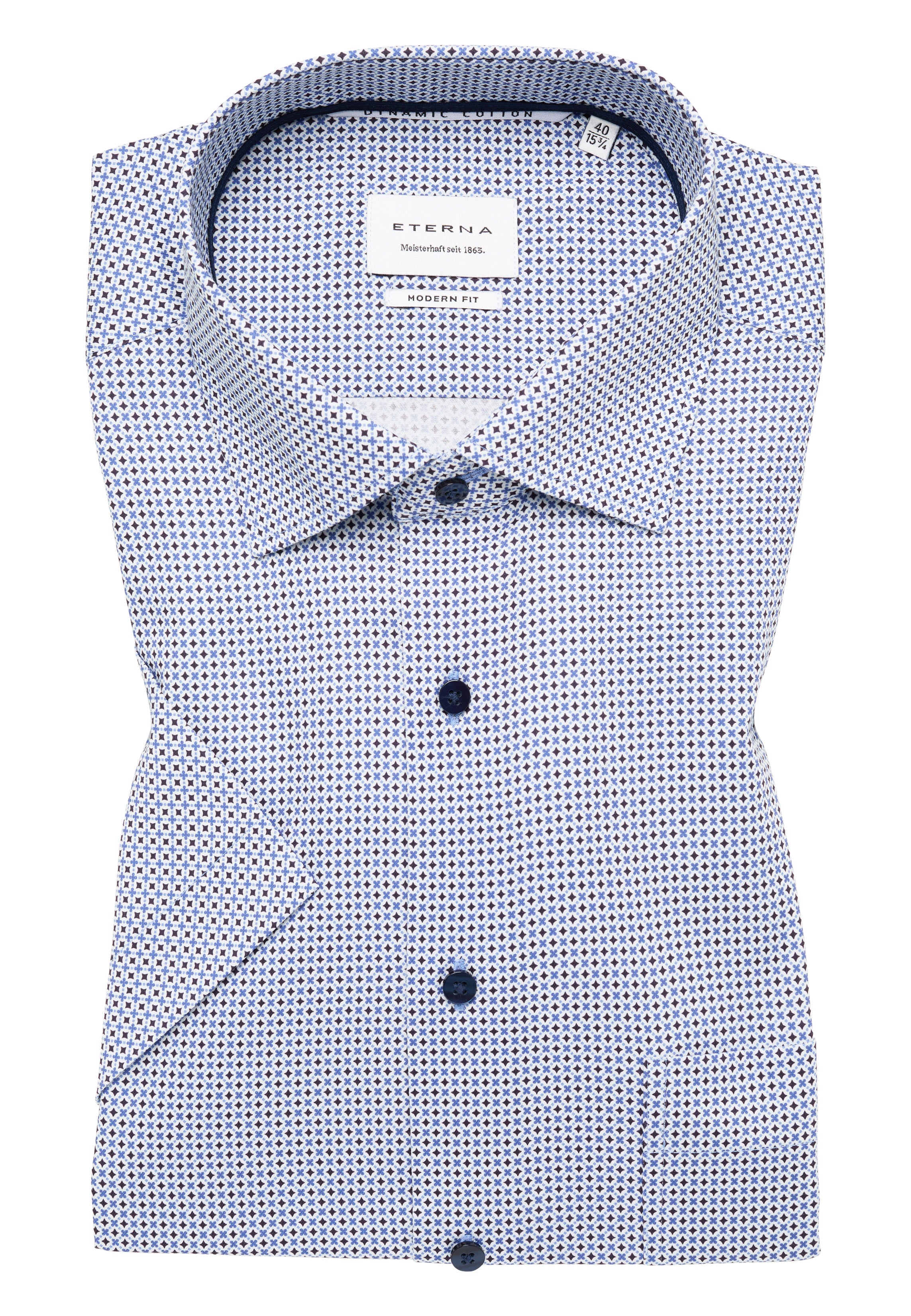 ETERNA MODERN FIT Kurzarm Hemd mittelblau twill 1289-12-C19K - Dynamic Cotton