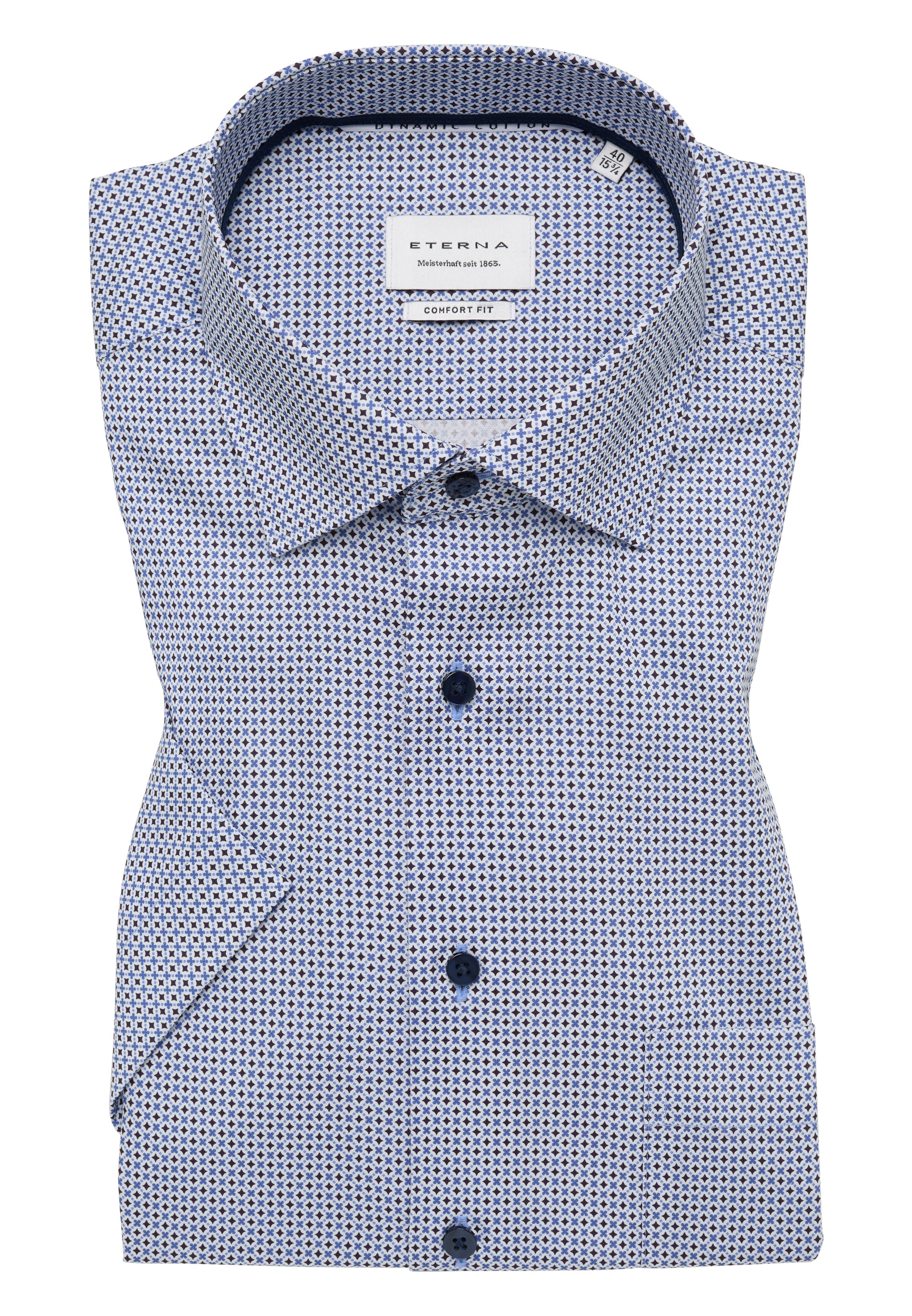 ETERNA COMFORT FIT Kurzarm Hemd mittelblau twill 1289-12-K19K - Dynamic Cotton
