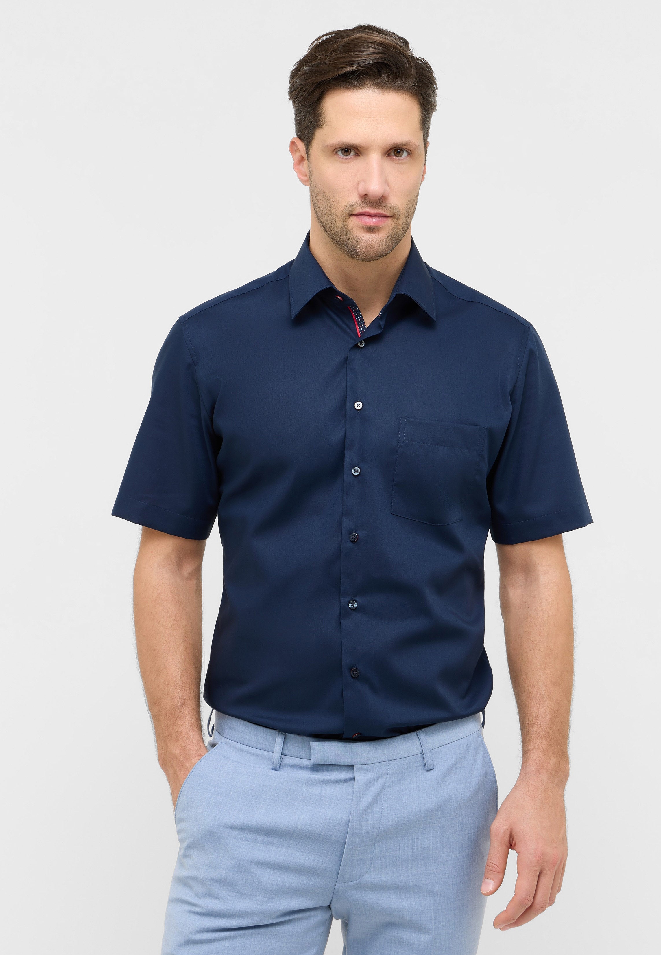 ETERNA MODERN FIT Kurzarm Hemd - Midnight Harbor Popeline - 1482-19-C181 von Eterna