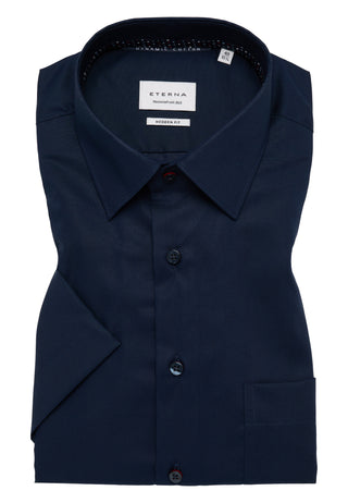 ETERNA MODERN FIT Kurzarm Hemd - Midnight Harbor Popeline - 1482-19-C181
