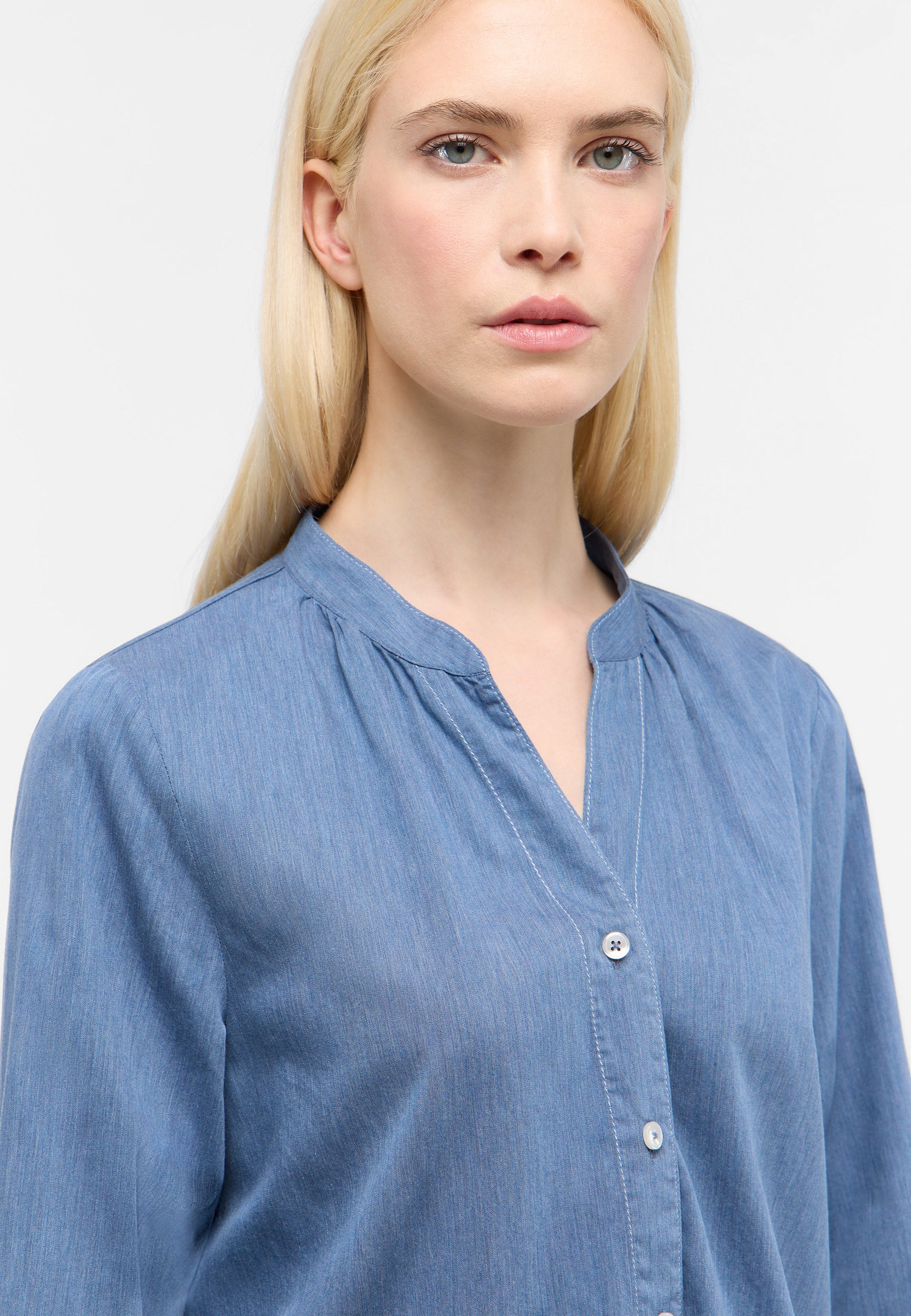 ETERNA LOOSE FIT Langarm Bluse - Indigo Shore Blue - 5515-18-D387 von Eterna
