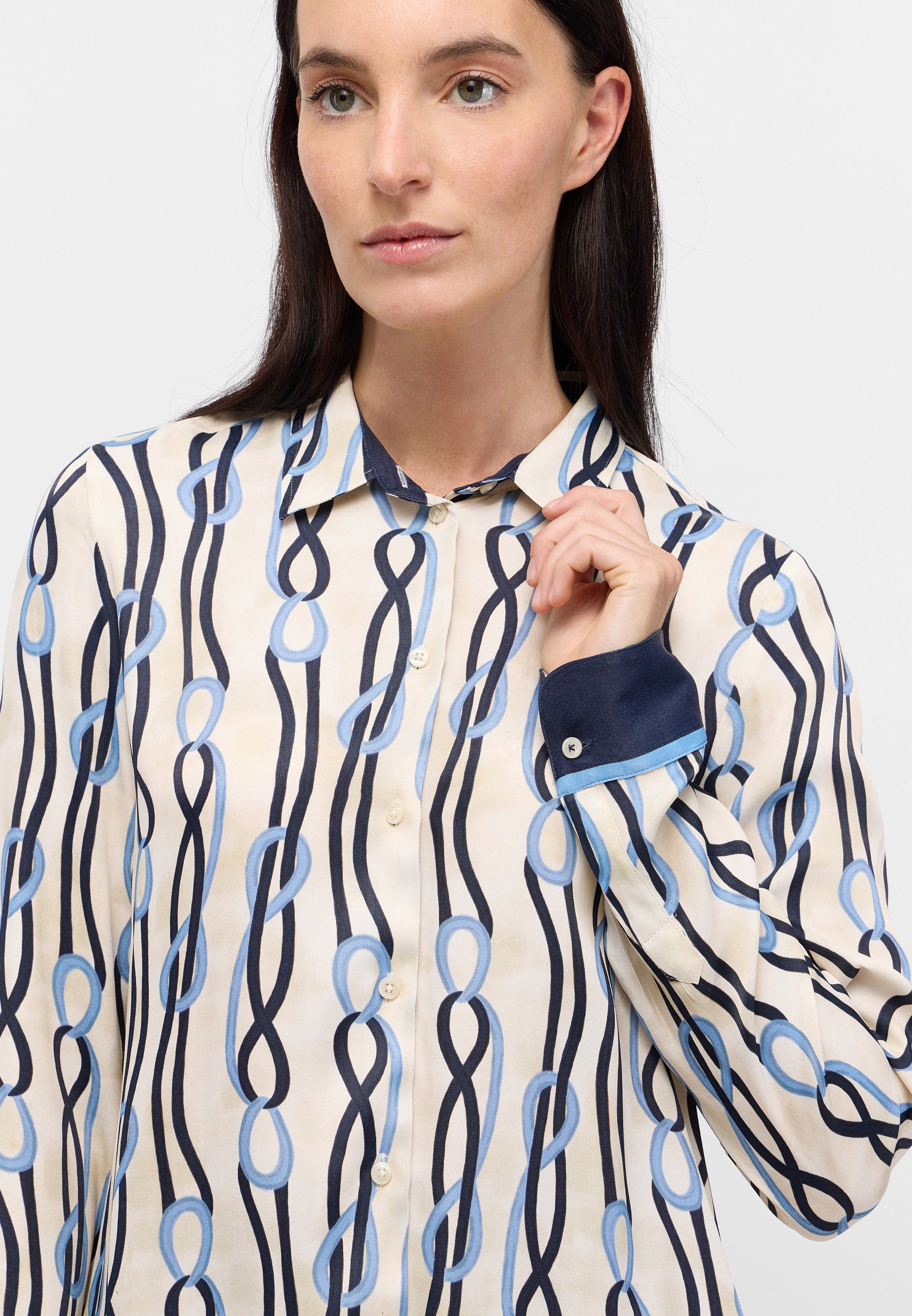 ETERNA REGULAR FIT Langarm Bluse - Sky Ocean Loop - 7878-14-D935 von Eterna