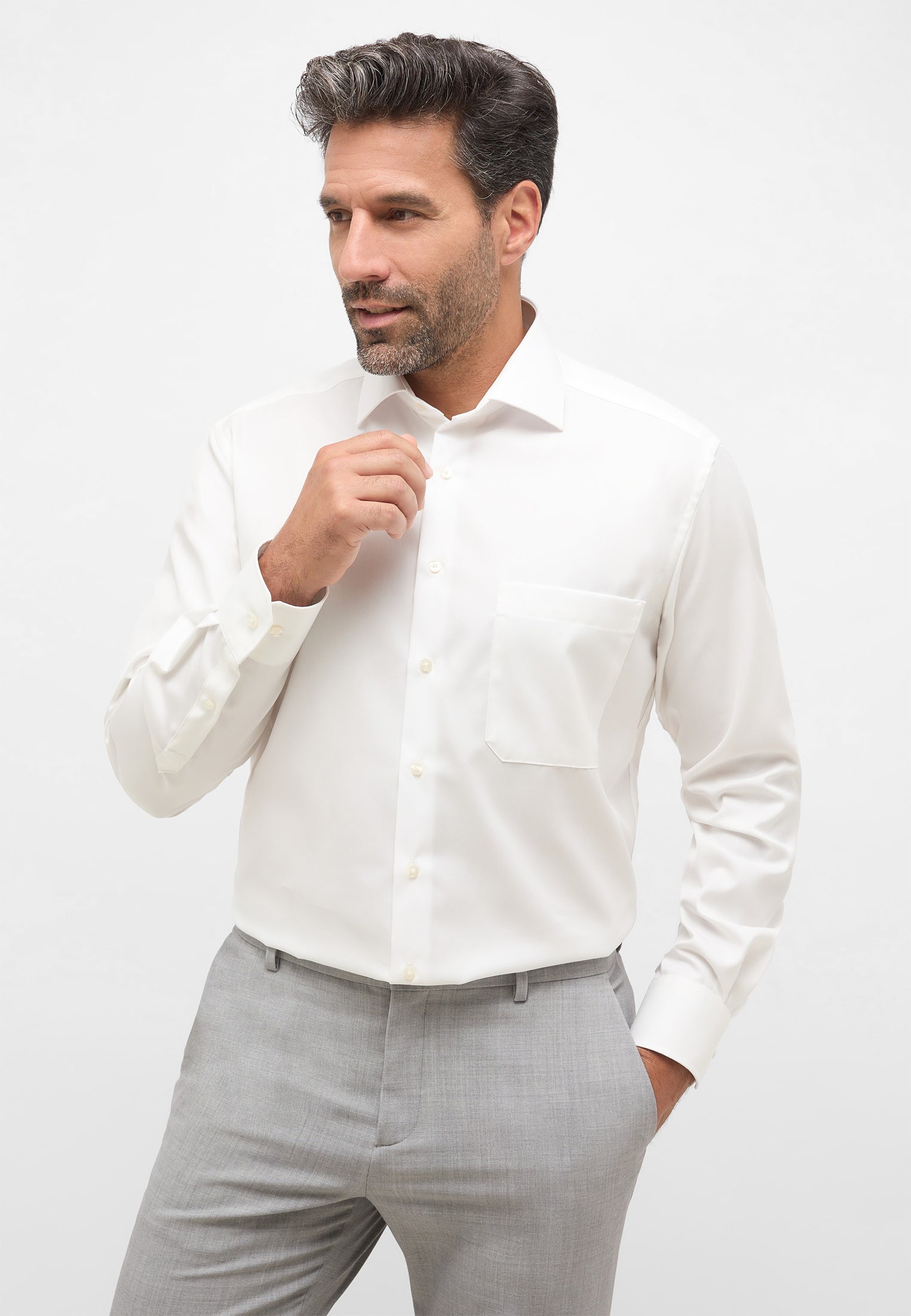 ETERNA COMFORT FIT Langarm Hemd perlweiss offwhite twill 8817-21-E19K - COVER SHIRT
