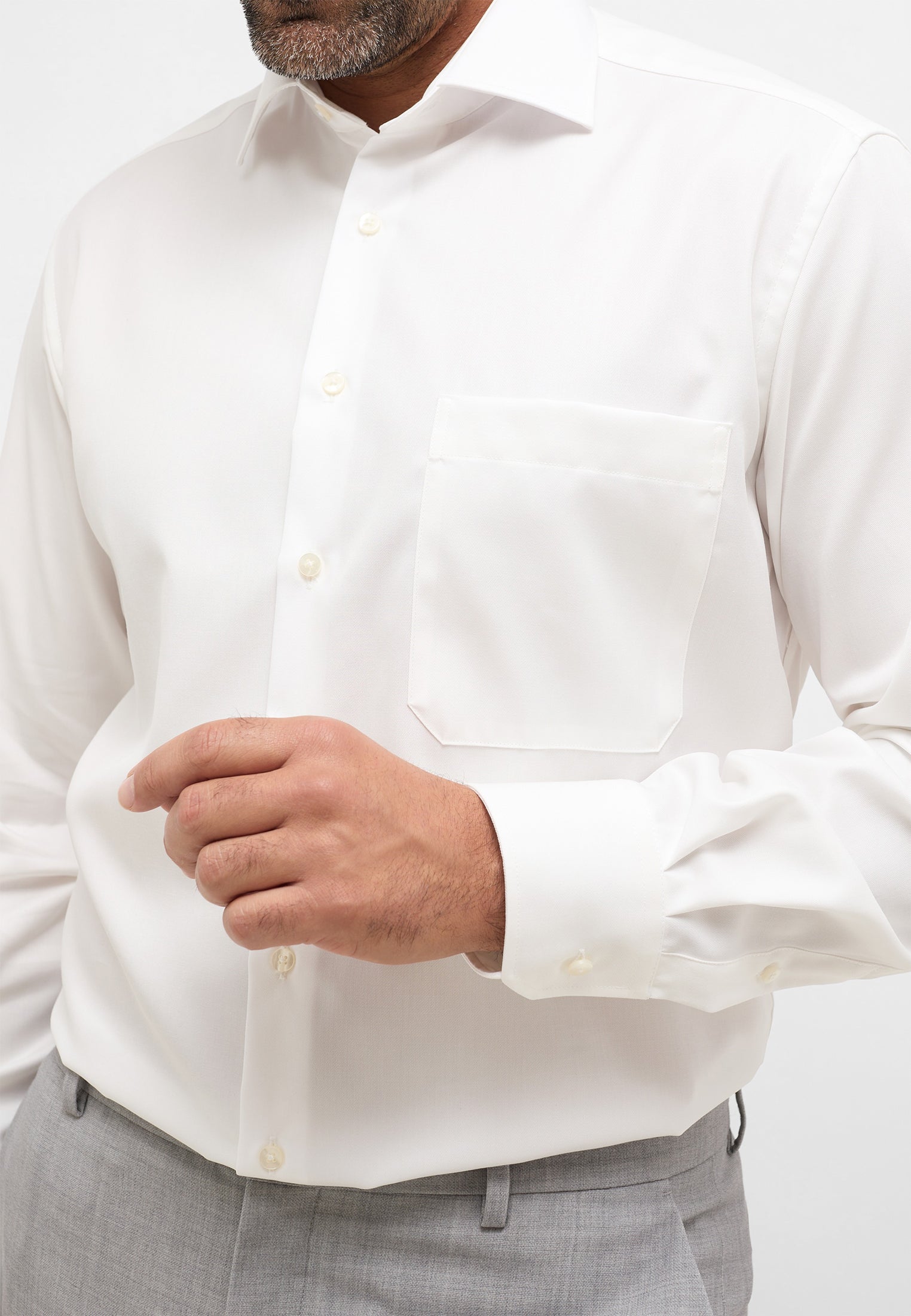 ETERNA COMFORT FIT Langarm Hemd perlweiss offwhite twill 8817-21-E19K - COVER SHIRT von Eterna