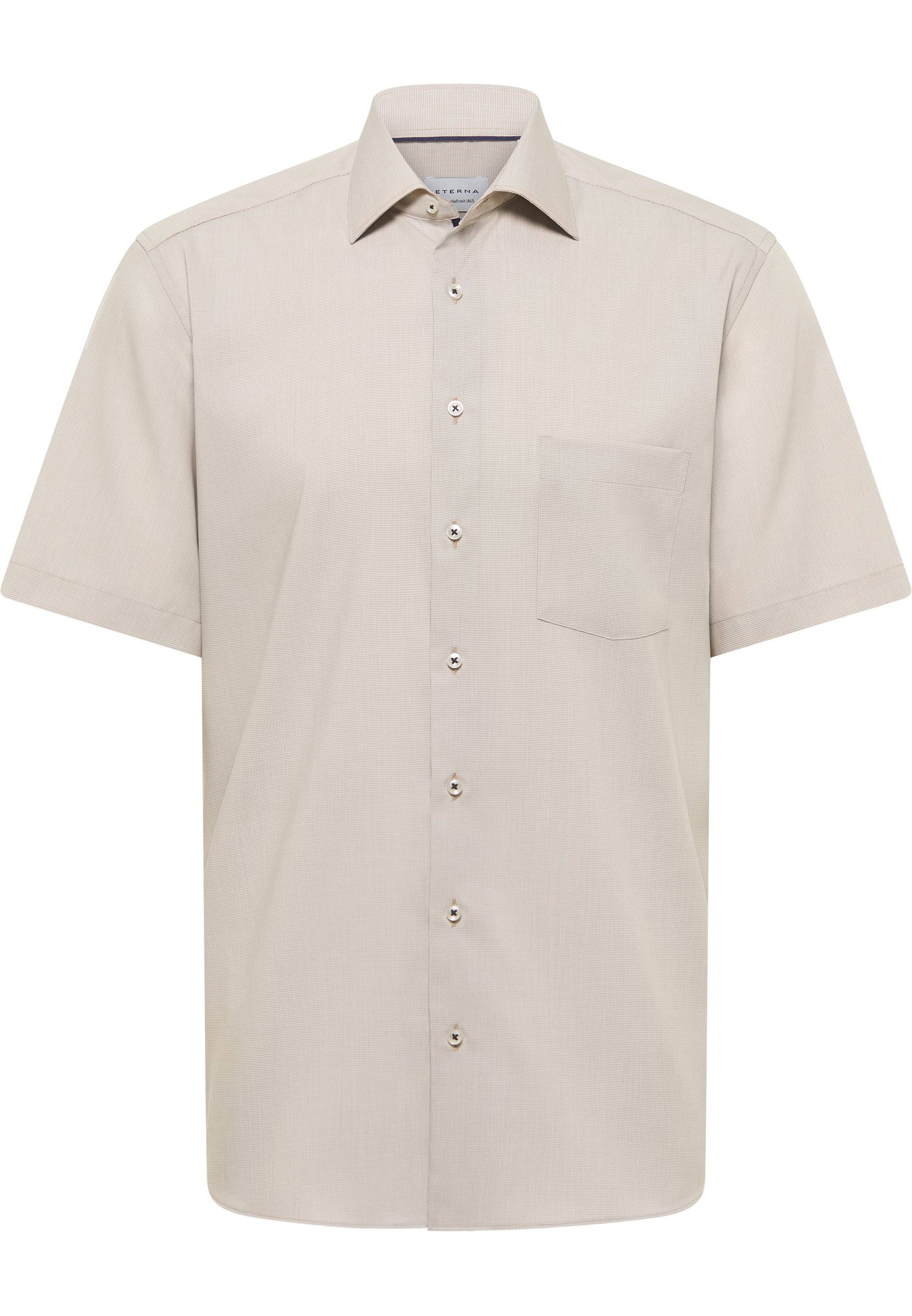 ETERNA MODERN FIT Kurzarm Hemd beige kariert 1364-20-CB9K
