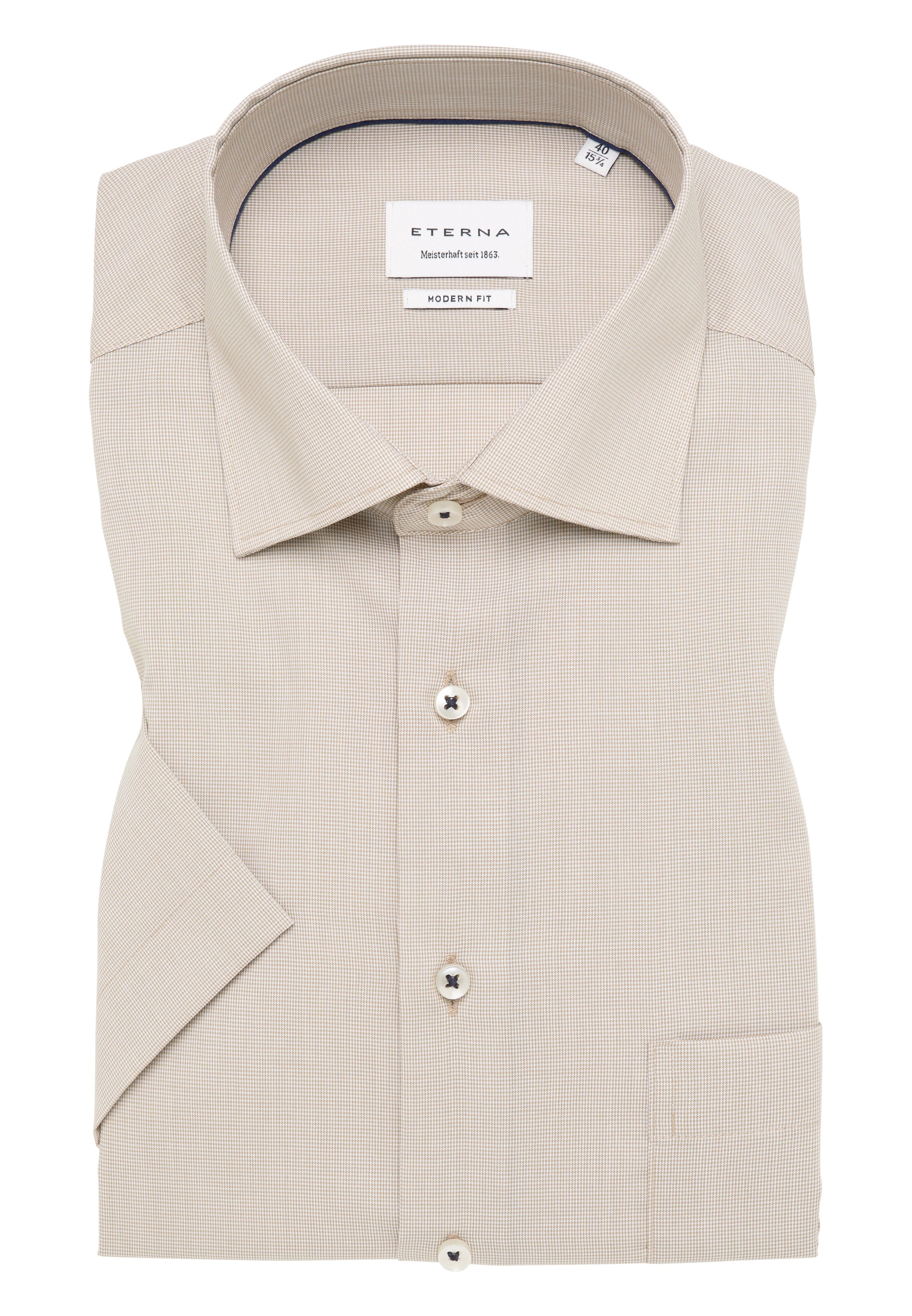 ETERNA MODERN FIT Kurzarm Hemd beige kariert 1364-20-CB9K