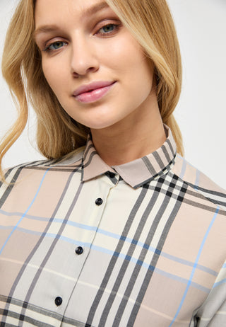 ETERNA REGULAR FIT Flanellbluse - Sandstone Check - 6321-81-D775