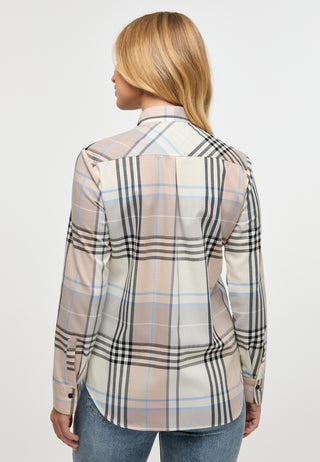 ETERNA REGULAR FIT Flanellbluse - Sandstone Check - 6321-81-D775