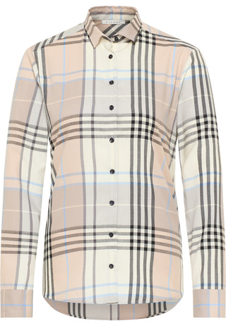 ETERNA REGULAR FIT Flanellbluse - Sandstone Check - 6321-81-D775