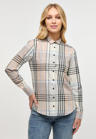 ETERNA REGULAR FIT Flanellbluse - Sandstone Check - 6321-81-D775