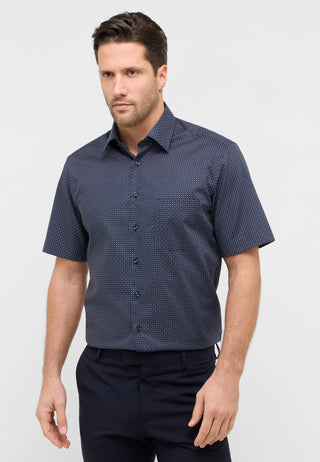 ETERNA MODERN FIT Kurzarm Hemd - Twill Dotted Navy - 1363-50-C181