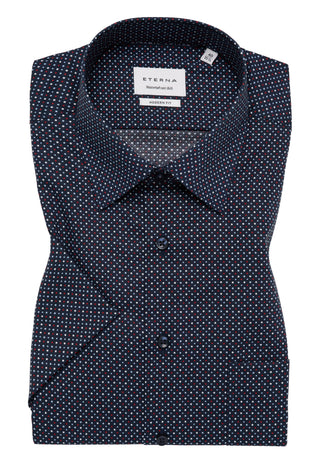 ETERNA MODERN FIT Kurzarm Hemd - Twill Dotted Navy - 1363-50-C181