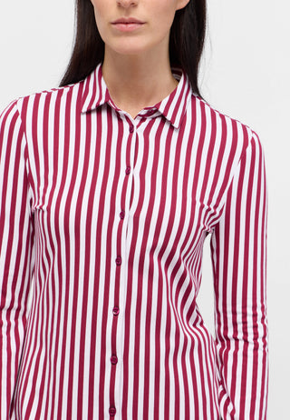 ETERNA FITTED Langarm Bluse - Crimson Pinstripe - 6308-50-DF56