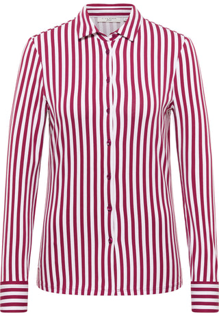 ETERNA FITTED Langarm Bluse - Crimson Pinstripe - 6308-50-DF56