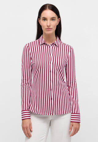ETERNA FITTED Langarm Bluse - Crimson Pinstripe - 6308-50-DF56