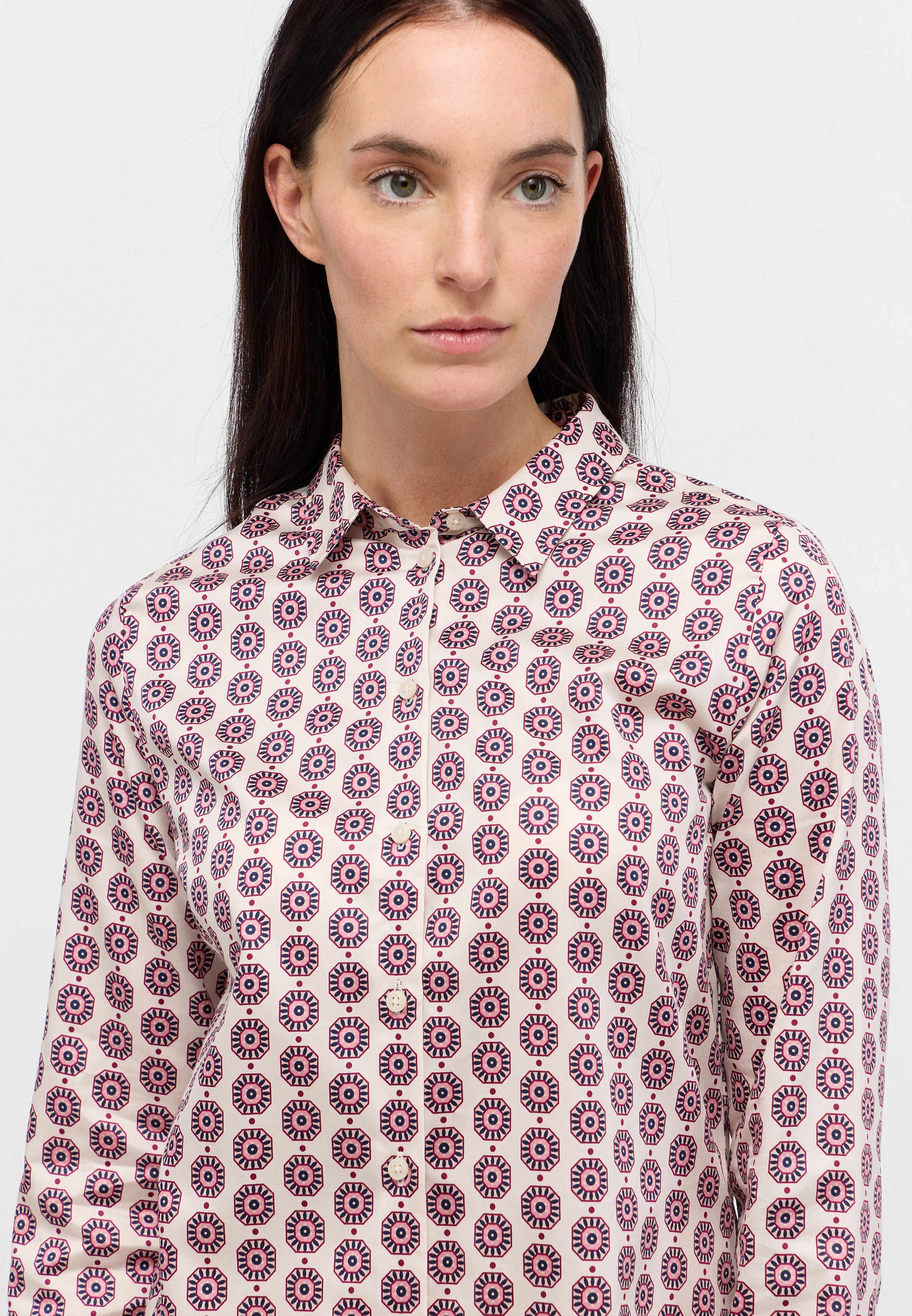 ETERNA Ruby Langarm Bluse - Blush Pinwheel Satin - 7876-53-D247 von Eterna