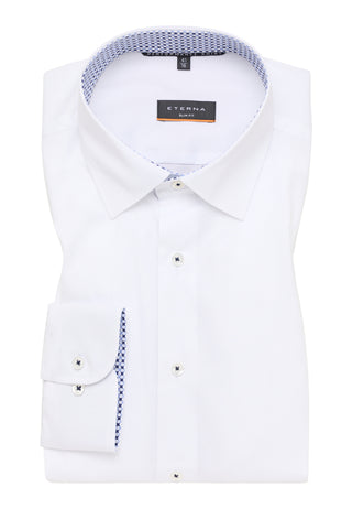 ETERNA SUPER SLIM Performance Shirt Langarm Hemd - Glacier White Poplin - 3372-00-Z141