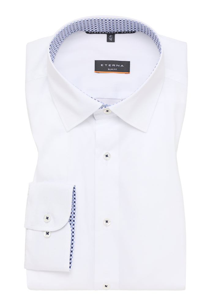 ETERNA SUPER SLIM Performance Shirt Langarm Hemd - Glacier White Poplin - 3372-00-Z141
