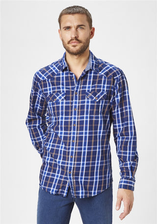 PADDOCKS Comfort Fit Langarm Hemd - Harbour Check Navy - 33156 6318.0838
