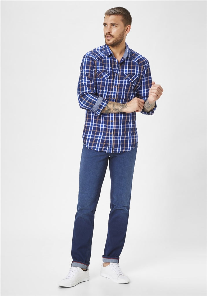 PADDOCKS Comfort Fit Langarm Hemd - Harbour Check Navy - 33156 6318.0838 von Paddocks