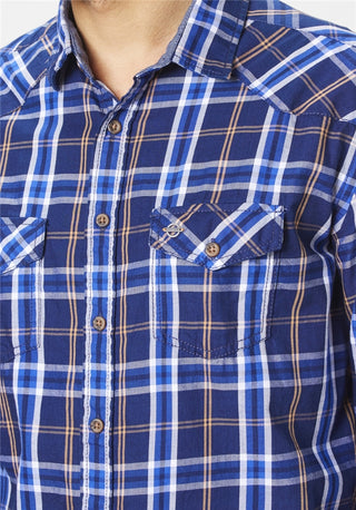 PADDOCKS Comfort Fit Langarm Hemd - Harbour Check Navy - 33156 6318.0838