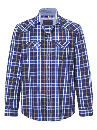 PADDOCKS Comfort Fit Langarm Hemd - Harbour Check Navy - 33156 6318.0838