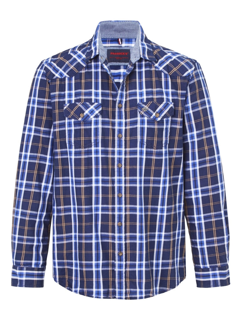 PADDOCKS Comfort Fit Langarm Hemd - Harbour Check Navy - 33156 6318.0838