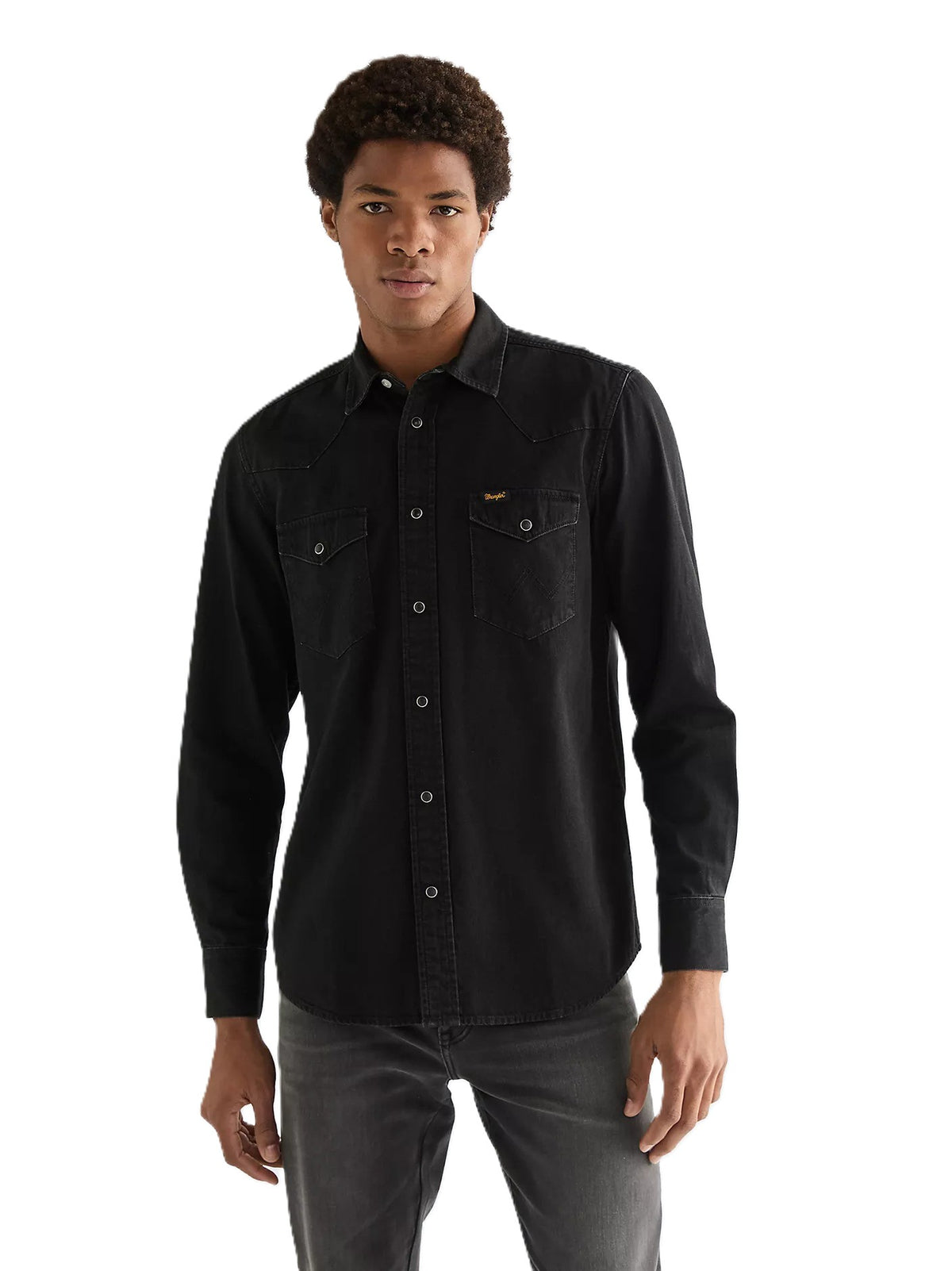 WRANGLER Western Shirt Langarm Jeanshemd - Midnight Charcoal - 112378427 von Wrangler