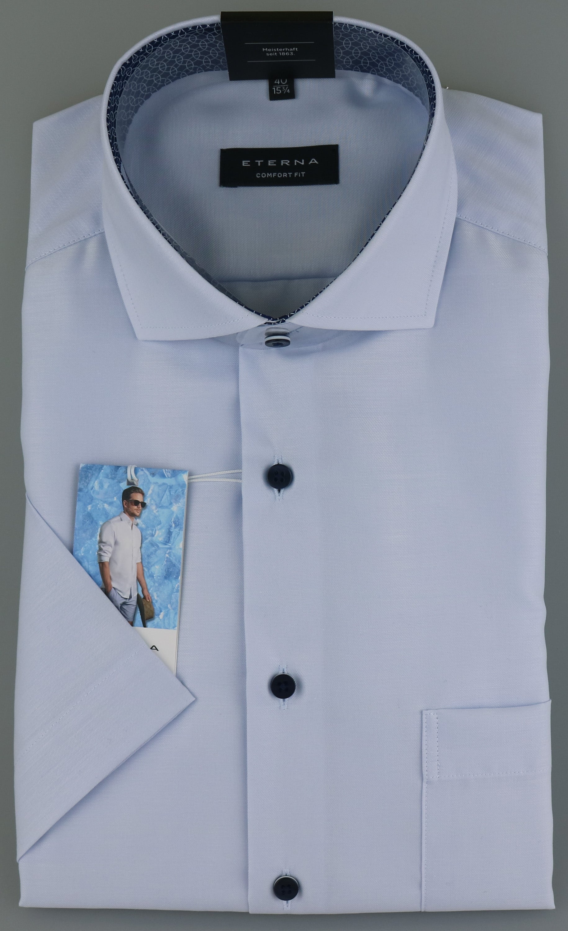 ETERNA COMFORT FIT Kurzarm Hemd - Frosted Sky Blue - 3340-10-K14V