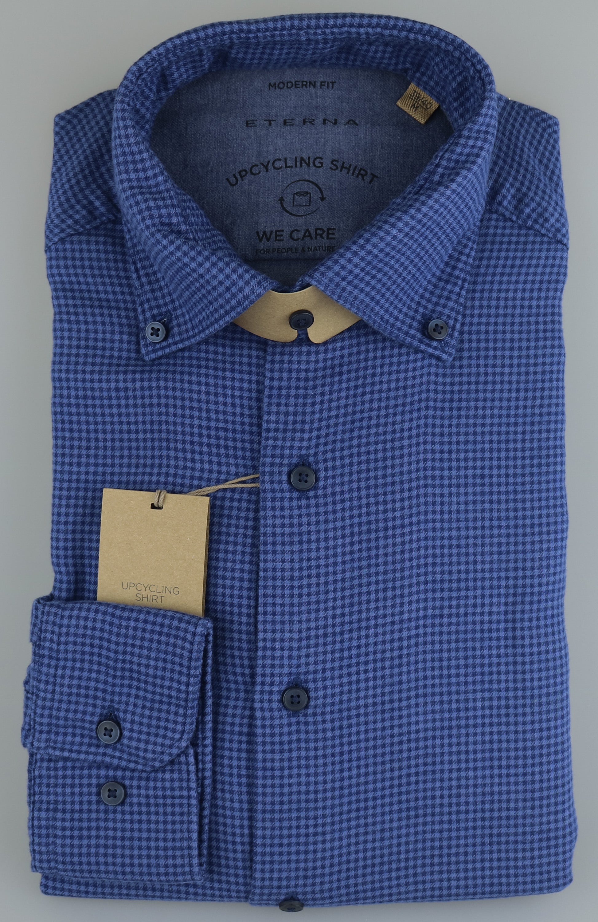 ETERNA Modern Fit Upcycling Shirt - Midnight Sky Check - 2399-17-VS74