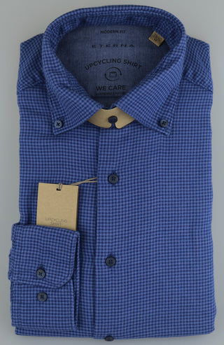 ETERNA Modern Fit Upcycling Shirt - Midnight Sky Check - 2399-17-VS74