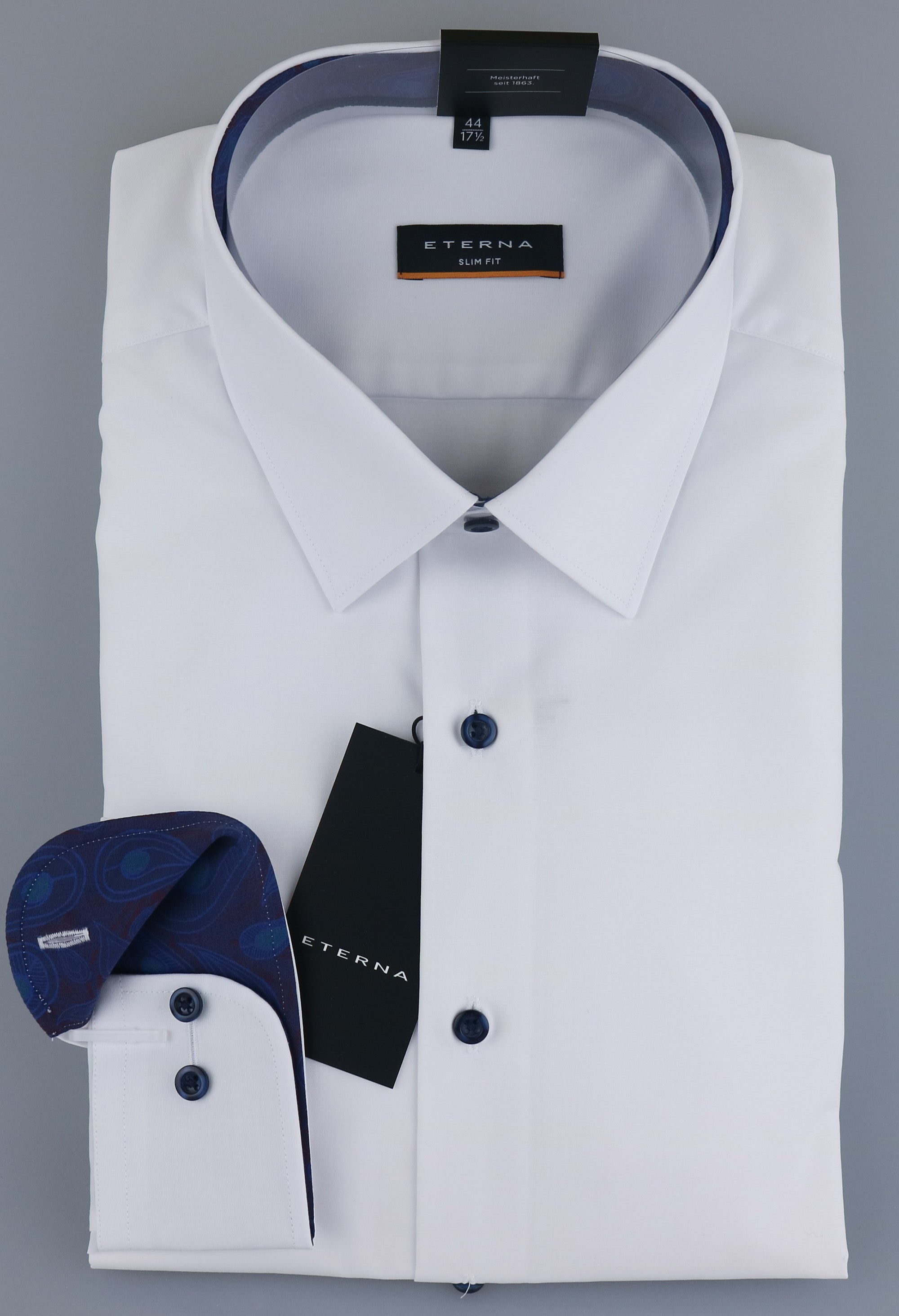 ETERNA SLIM FIT Langarm Hemd - Pure Pearl White - 8508-00-F14P