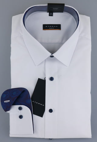 ETERNA SLIM FIT Langarm Hemd - Pure Pearl White - 8508-00-F14P