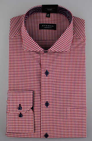 ETERNA COMFORT FIT Langarm Hemd - Crimson Whistle Check - 8913-55-E14V