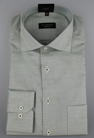 ETERNA COMFORT FIT Langarm Hemd - Sage Check Blue - 8231-47-E15K