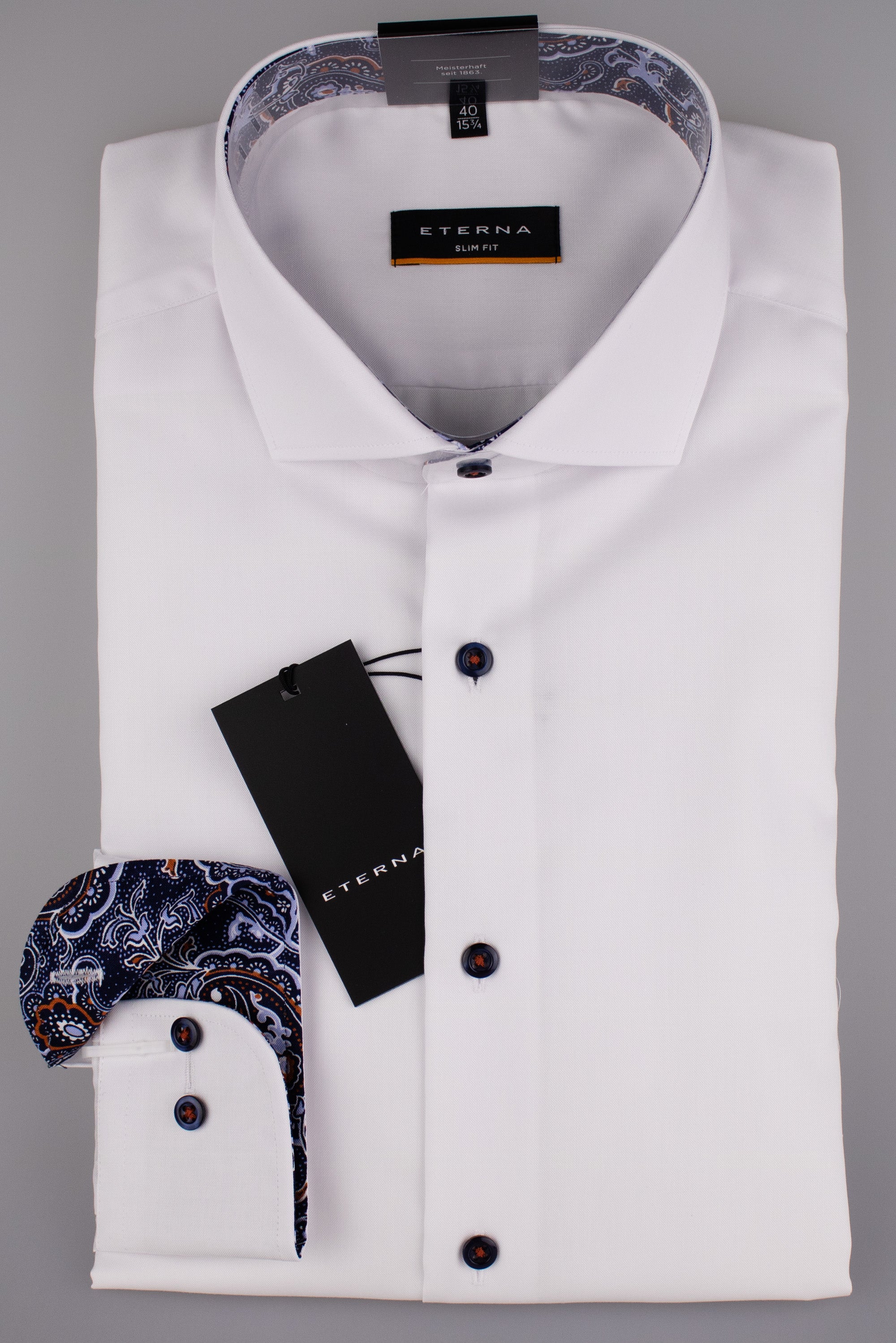 ETERNA Slim Fit Langarm Hemd - Ivory Pearl Blue - 8114-00-F142