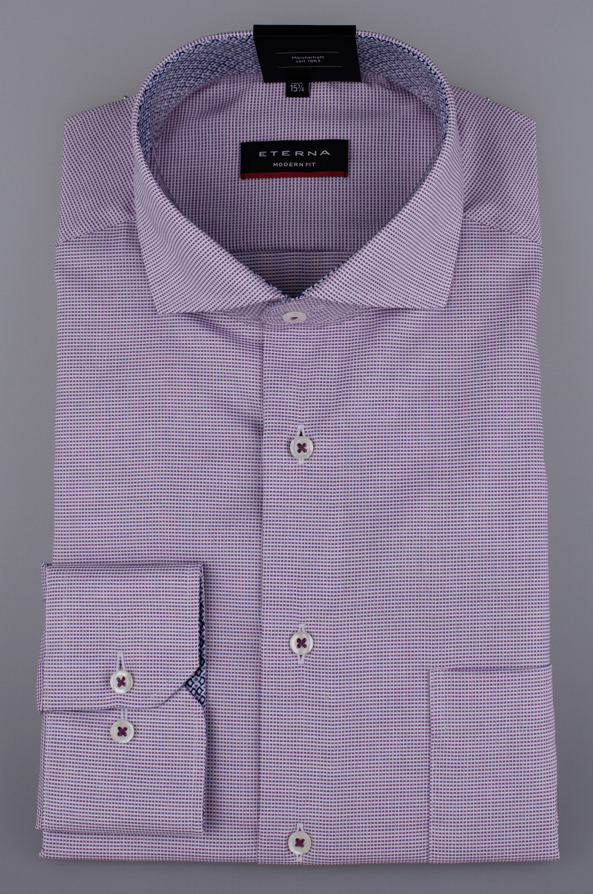 ETERNA MODERN FIT Hemd - Lavender Gingham - 8231-98-X14V