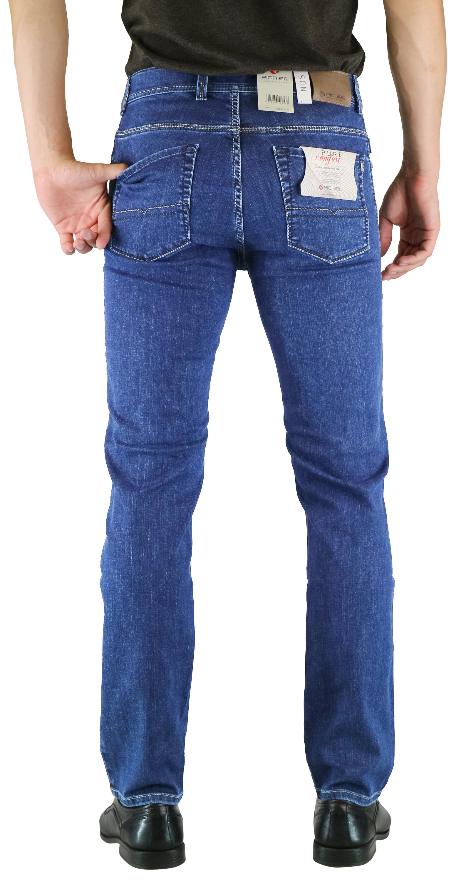 PIONIER THOMAS Straight Jeans - Indigo Ripple Wash - 2079 6100.145 von Pionier Jeans &amp; Casual